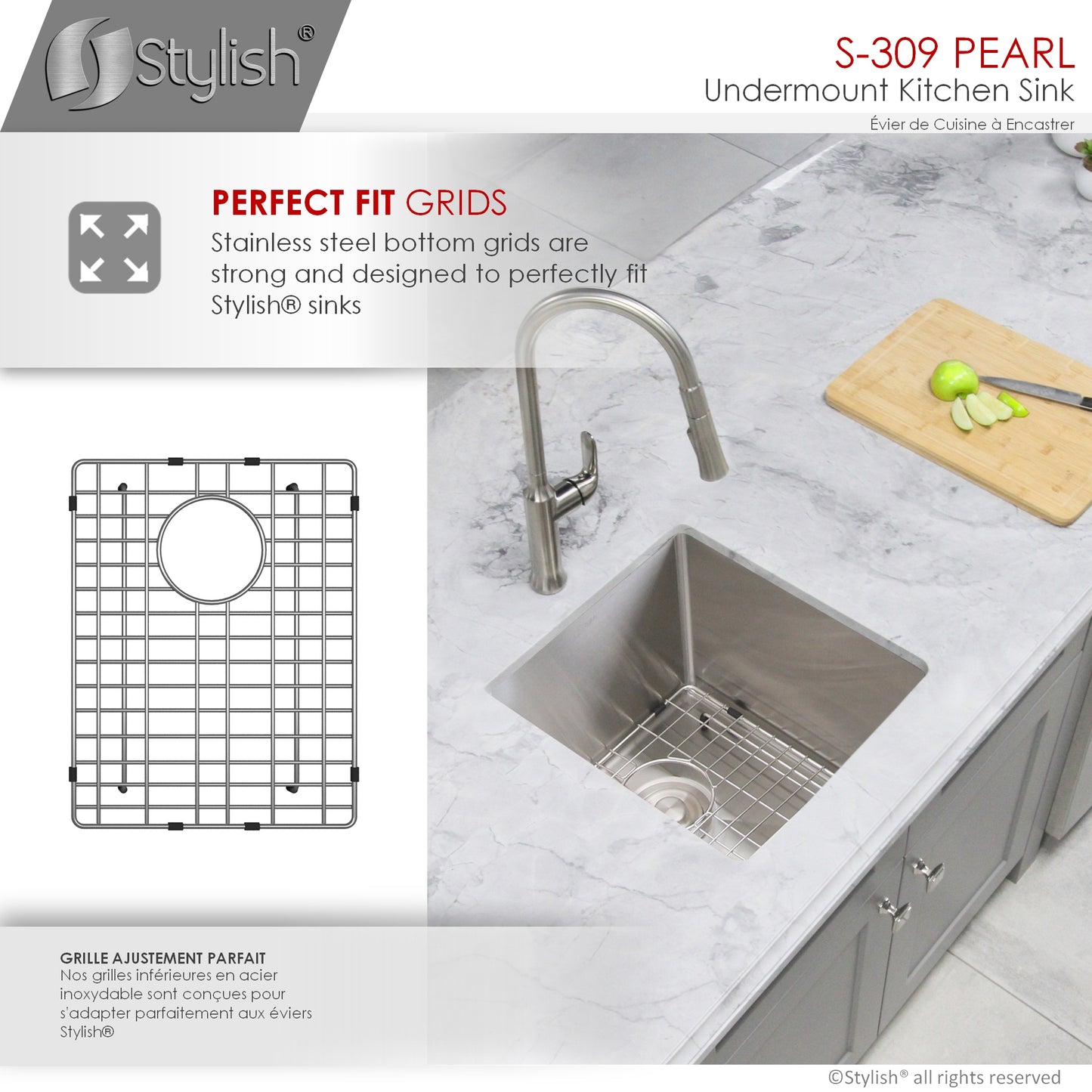 STYLISH 16" Pearl Single Bowl Undermount Stainless Steel Kitchen Sink Laundry