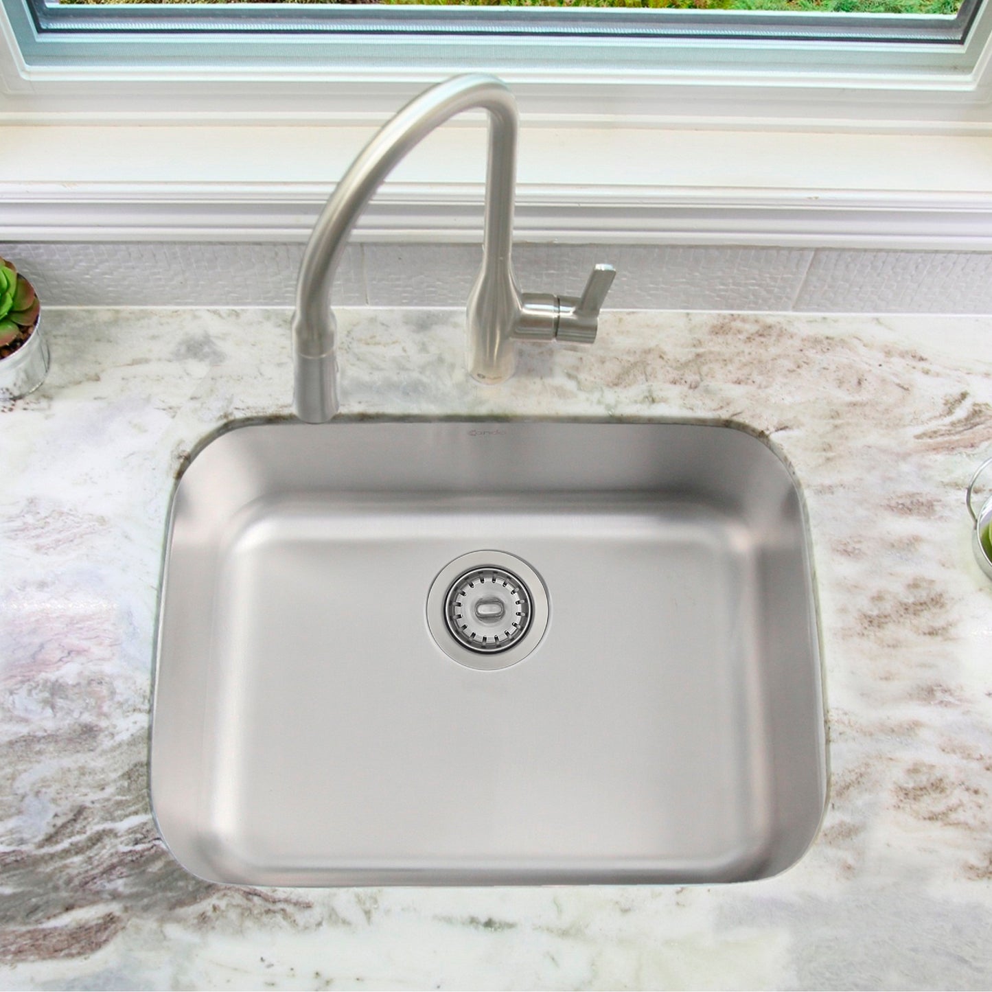 STYLISH 23" Garnet Single Bowl Undermount and Drop-in Stainless Steel Kitchen Sink