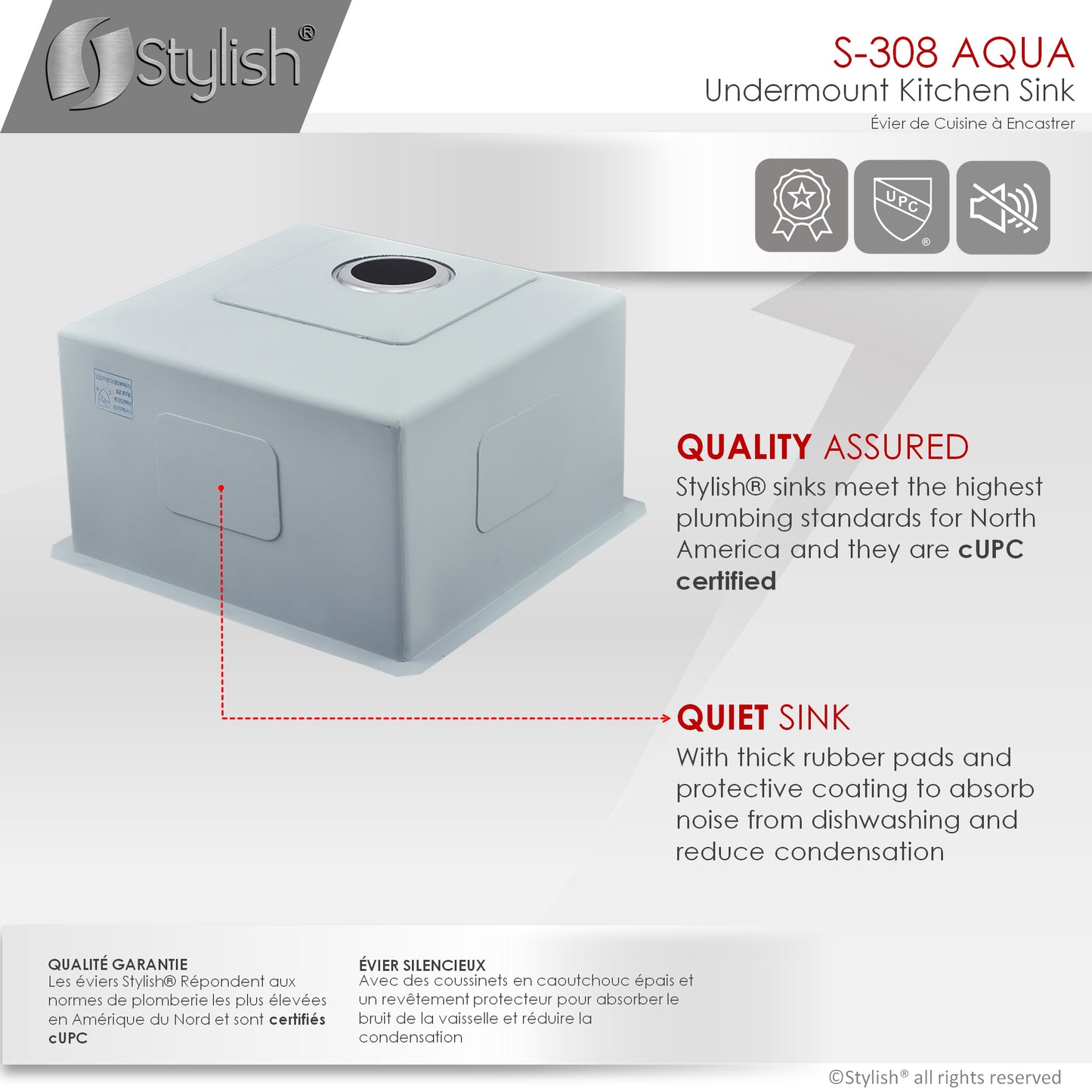 STYLISH 19" Aqua Single Bowl Undermount Stainless Steel Kitchen Sink Laundry