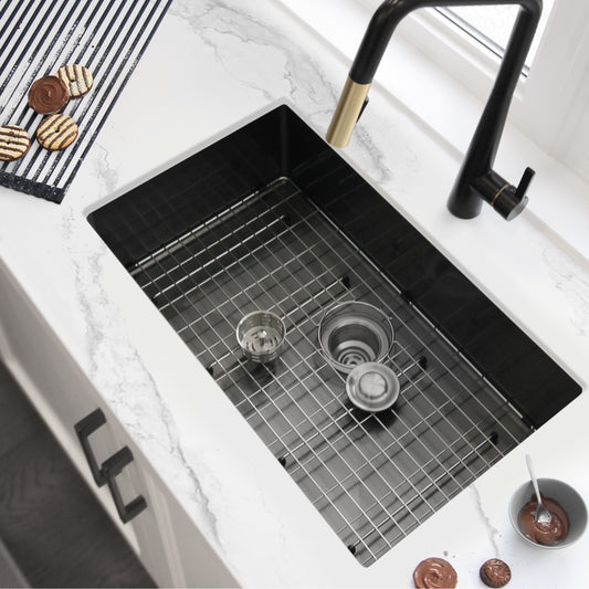 STYLISH 30" Agate Graphite Single Bowl Undermount Stainless Steel Kitchen Sink