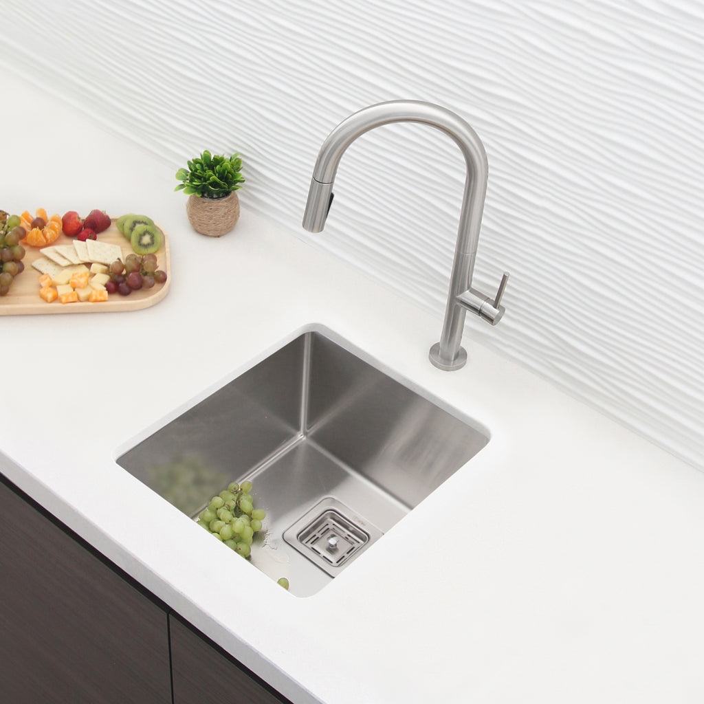 STYLISH Catania Kitchen Sink Faucet Single Handle Pull Down Dual Mode Lead Free Brushed Nickel Finish