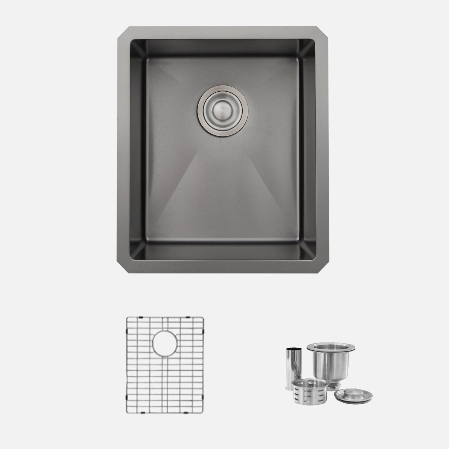 STYLISH 16" Lava Graphite Single Bowl Undermount Stainless Steel Kitchen Sink